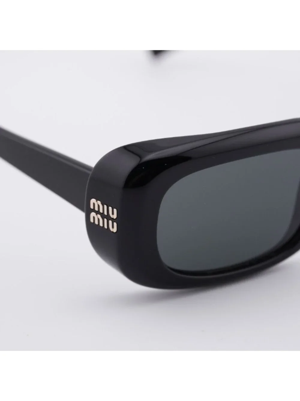 Miu Miu MUB13S 16K08Z Sunglasses Black Rectangle Frame, Dark Grey Lenses